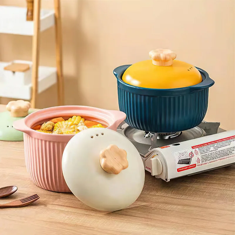 2.5L Ceramic Casserole Nordic Macaron 3.5L Soup Pot Kitchenware Big Cooking Pots Saucepan Cookware Kitchen Pan Stew Chicken