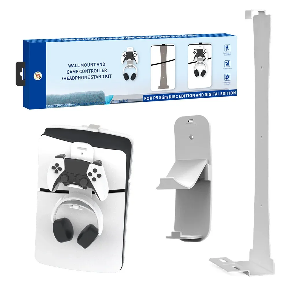 Настенный кронштейн для PS5slim, держатель для PS5, с крючком для наушников
