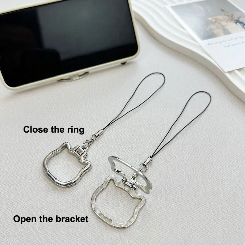 

【QTG329】2-in-1 Foldable Mobile Phone Hanging Rope - Kickstand Lanyard Keychain Cute Cat Strap Pendant Portable Holder【WQ】
