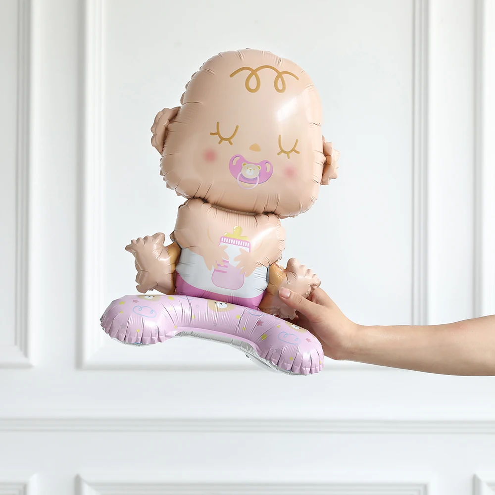 Self-Standing Baby Helium Balloon 3D Inflatable Boy Girl Foil Globos Gender Reveal Baby Shower Birthday Party Supplies Kids Toys
