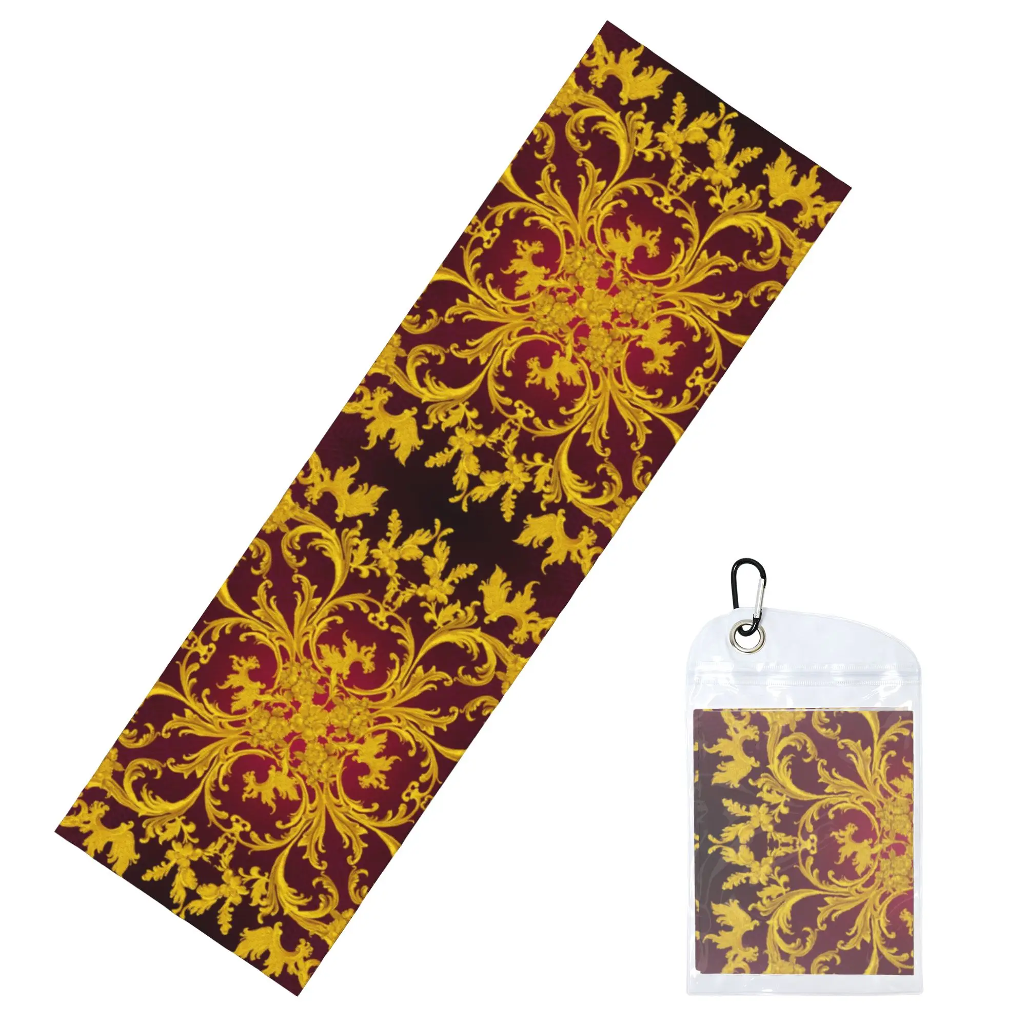 Rococo Kaleidoscopic Burgundy Gold Cold Exercise Towel Baroque  Yoga And Fitness Running Outdoor Activities Travelling Towels