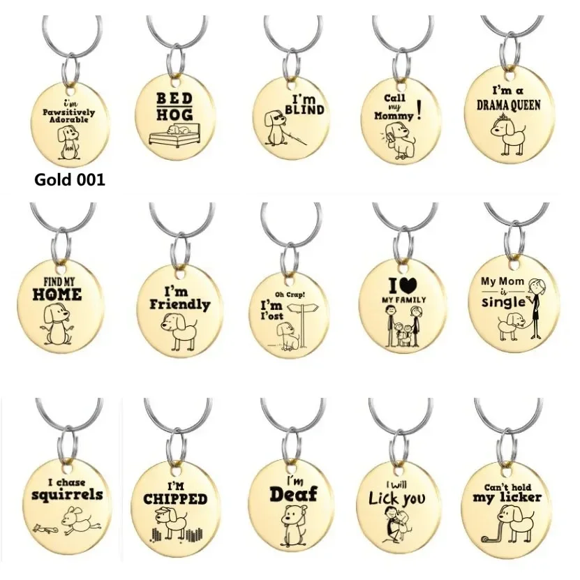 Free Engraved Pet ID Tags for Puppy, Custom Keyring Anti-lost Name Personalized Pendant, Kitten Collar Tag Dog Accessories