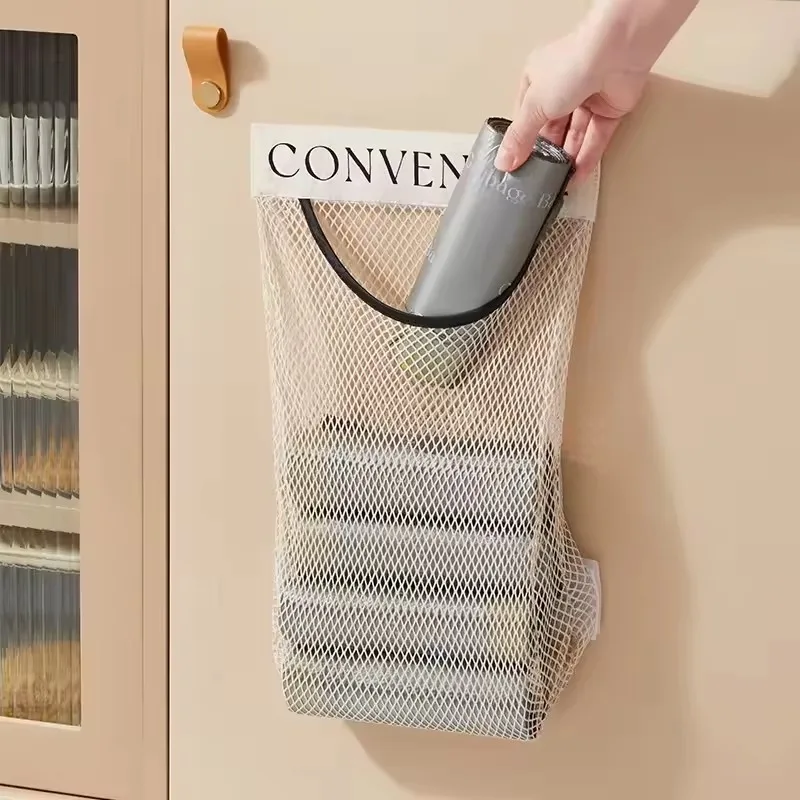

Mesh Hanging Storage Bags Kitchen Garbage Bag Storage Tools Wall-mounted Large-capacity Storage Bag Packaging Plastic Bag