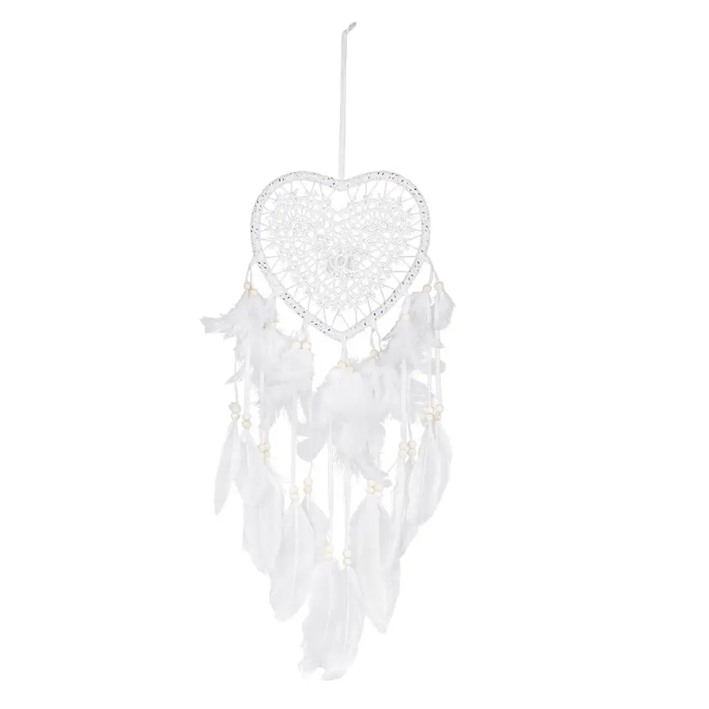 Handmade Heart Feathers Dream Catcher Night Light Art แขวนผนังตกแต่งรถ