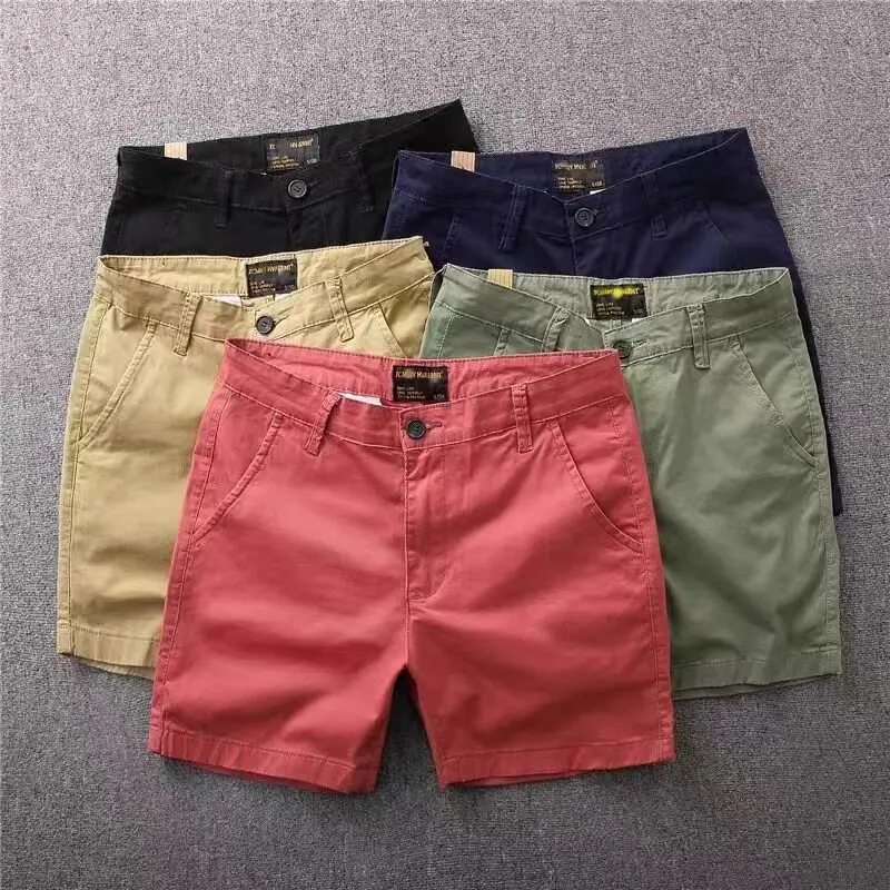 Summer Casual Cotton Workwear Shorts Men's Straight Leg Thin Pure Cotton Four-Five Length Pants Comfortable Breathable Shorts