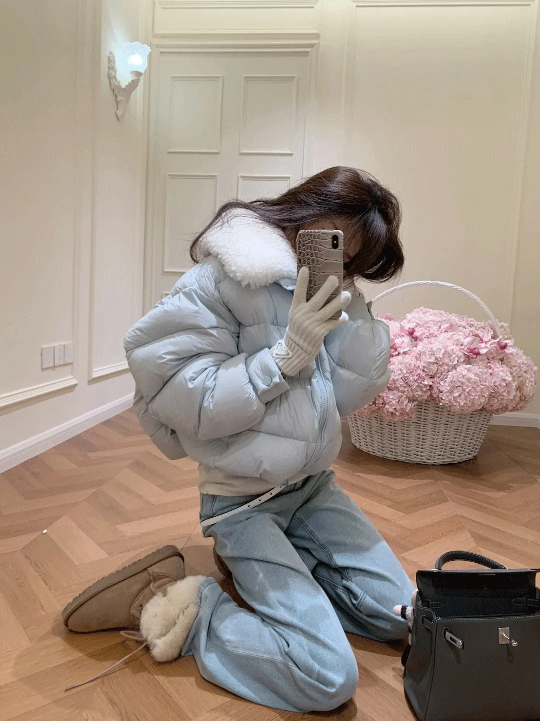 

Женское зимнее пальто из хлопка Thiened, новинка 2025, модный дизайн с меховым воротником, теплое женское пальто Sli, длинное свечье Zi...