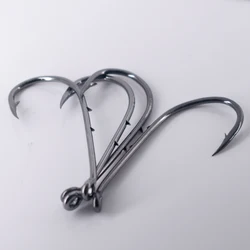 Double-back Stab Fishhook Long Handle Fishing Hooks Barbed Circle Hook Turned Down Eye 1 # 2 4 # 6 # 8 # 10 # 12 # 50Pcs per Pa