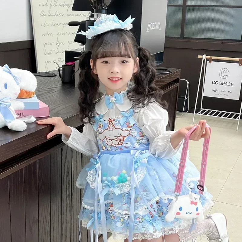 Sanrio Halloween Cinnamoroll Girls Lolita Dress Princess Skirt Cartoon Spring Autumn Party Gifts Performance Cosplay Dress