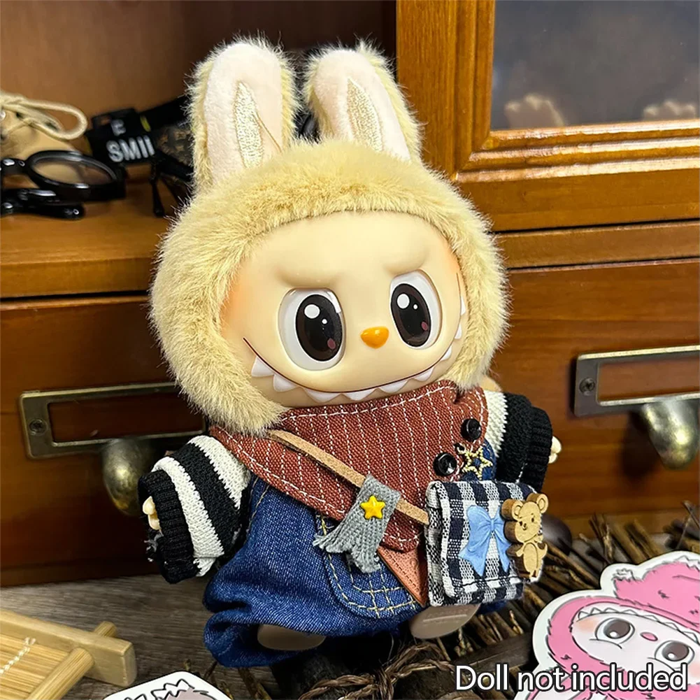 Labubu Outfit For 17cm Labubu Dolls Accessories Costume Cartoon Dress Up  DIY Doll Clothes Heartbeat Long Eared Furry Rabbit - AliExpress 26