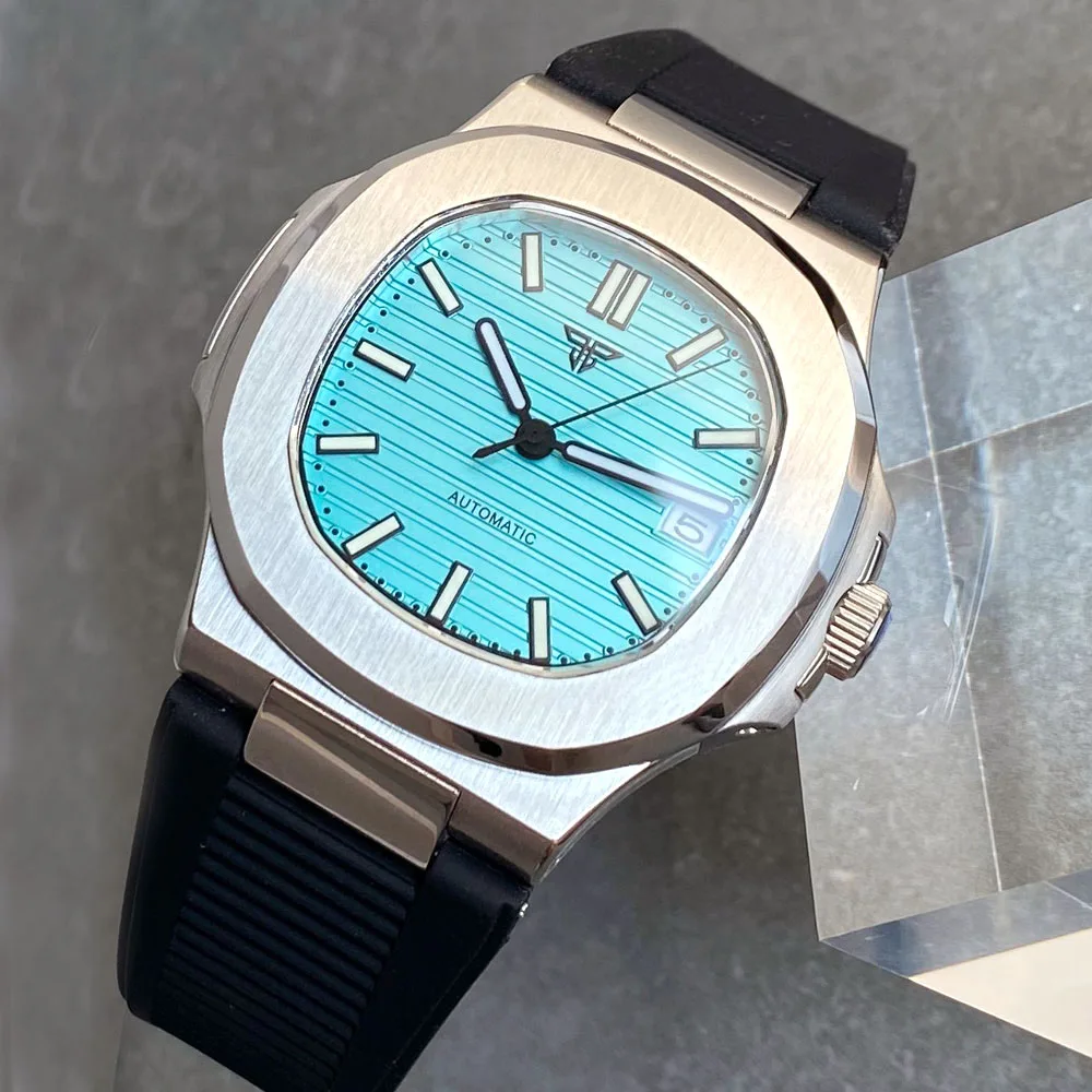 Miyota 8215 Tandorio Square 40mm Stainless Steel 20ATM Diver Mechanical Automatic Men Watch Blue White Black Dial Sapphire Clock