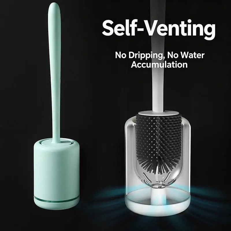 New Silicone Toilet Brush Soft Bristle Bathroom Cleaning Brush Wall Mounted Quick Drying No Water Accumulation Toilet Cleaner