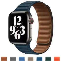 Leather Strap for Apple Watch Band 45mm 41mm 44mm 40mm Original Magnetic Loop Link Bracelet iWatch Ultar2 49mm 9 8 7 6 SE 3 42mm