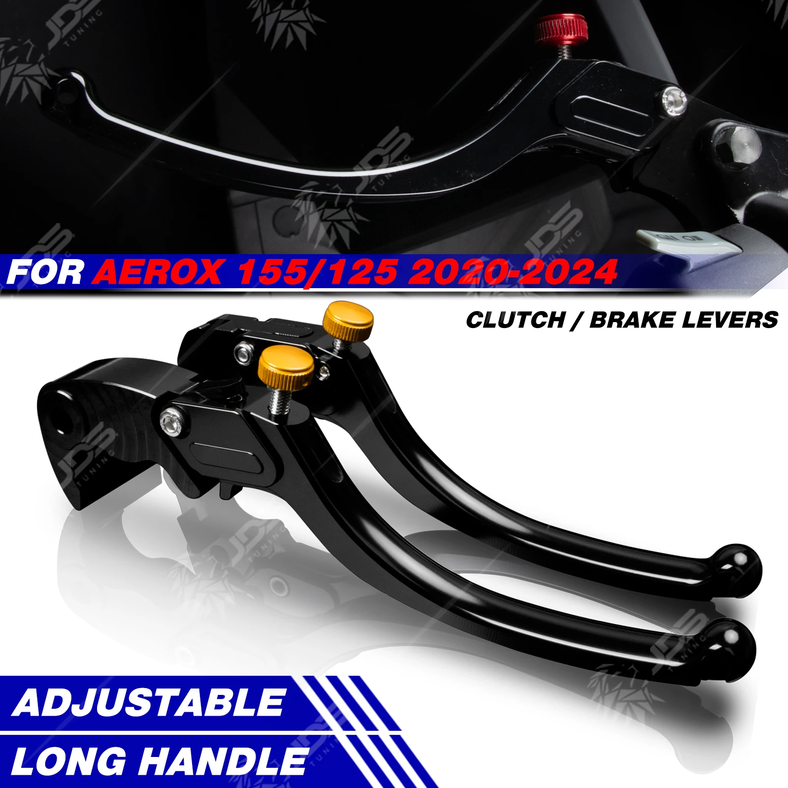 

JDSTUNING For Yamaha AEROX 155/125 2020-2024 Stepless Clutch Lever Brake Lever Set Long Handle Levers Motorcycle Accessories