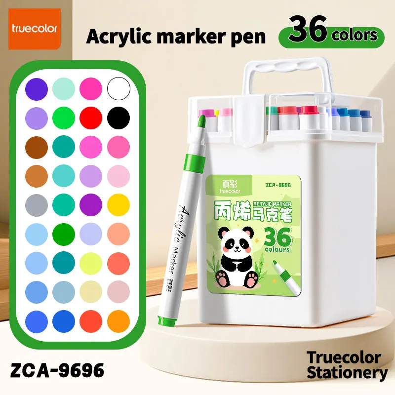 

Набор акриловых маркеров Truecolor, 36 цветов, с твердым наконечником, для студентов, для рисования в дневниках и граффити в различных сценариях