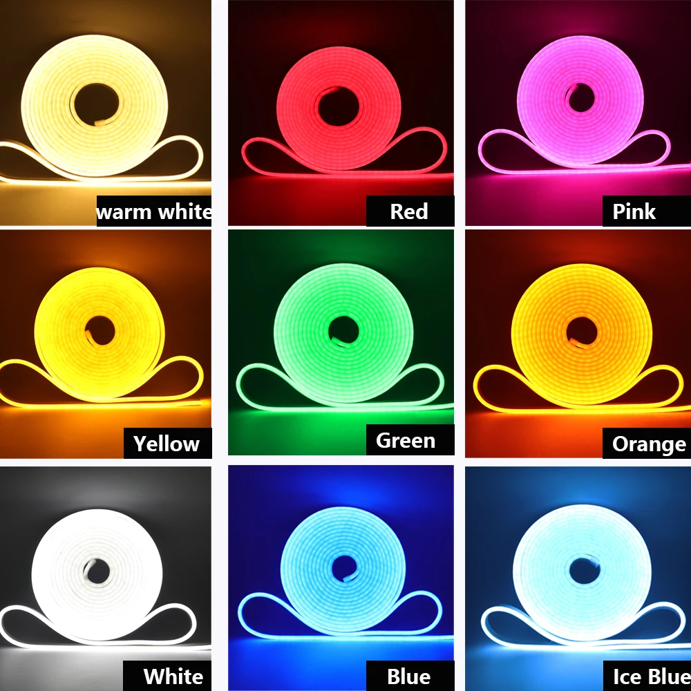 12V 24V LED Neon Strip Light 5m 10m 20m Waterproof Silicone Rope Lights White Red Green Blue Flexible 120LEDs DC Plug Home Decor