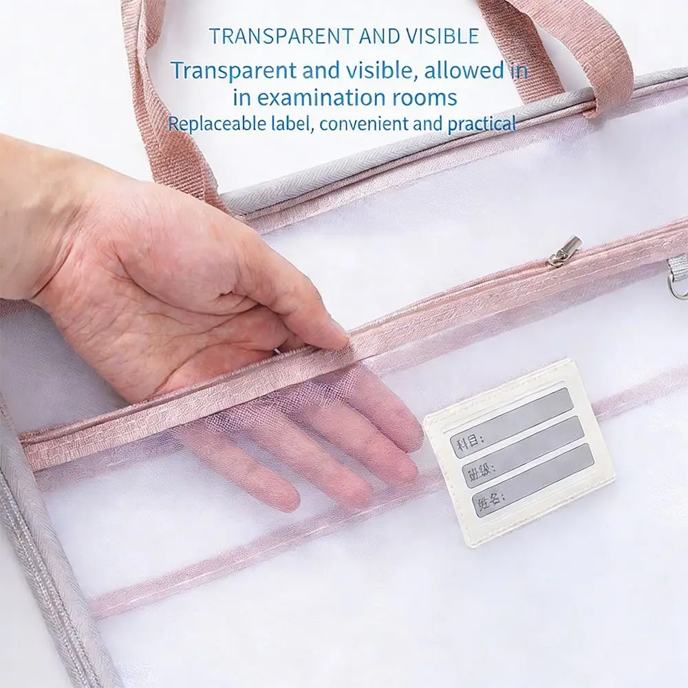 Nylon Mesh Mesh Zipper Pouch Bag A3 Transparent Transparent File Bag Large Capacity Thickened Document Bag - view 2