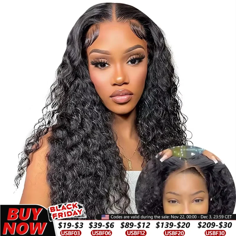 Wear Go Glueless Wig 30 Inch Lace Front Transparent Pre Plucked Curly Wigs 6x4 Deep Wave Lace Frontal Human Hair Wigs for Women