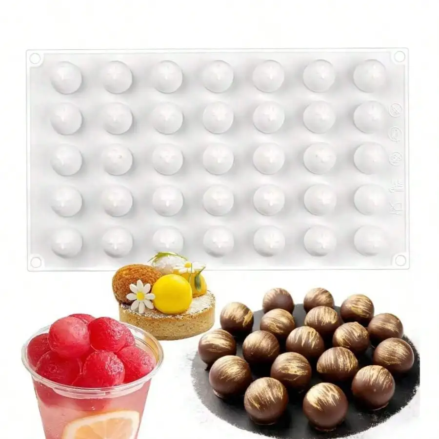 1-2PCS Chocolate Molds 35-Cavity Sphere Shape - Silicone Molds for Candy,Jelly, Pudding, Keto Snacks & Cake Decor, Silicone Mold