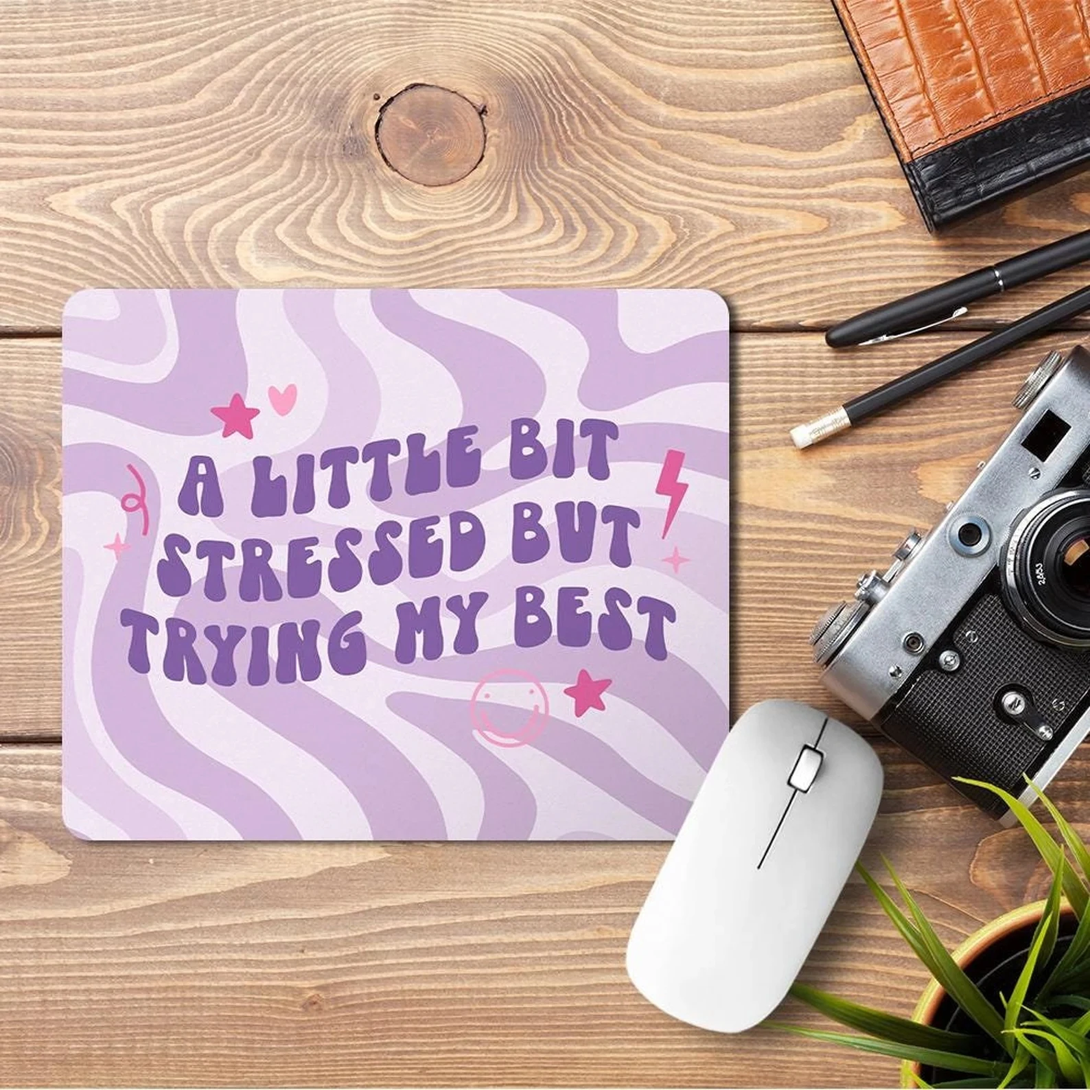 

A Little Bit Stressed Funny Quote Mouse Pad Interesting Meme Office Desk Accessory Durable 40X45 Large Rubber Mousepads for Work