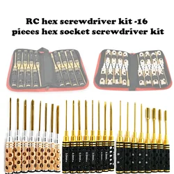 RC Hex Driver Set - 16pcs Hex Allen Screwdriver Kit Hex Nut Driver Set Wrench Key Driver Tool for Rc Car Trxs Helicopter