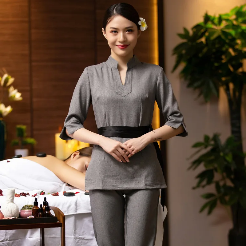 2023 Autumn/Winter New Beauty Salon Uniform Womens Brown Coffee beautician uniforms SPA Workwear Technician Clothing Set