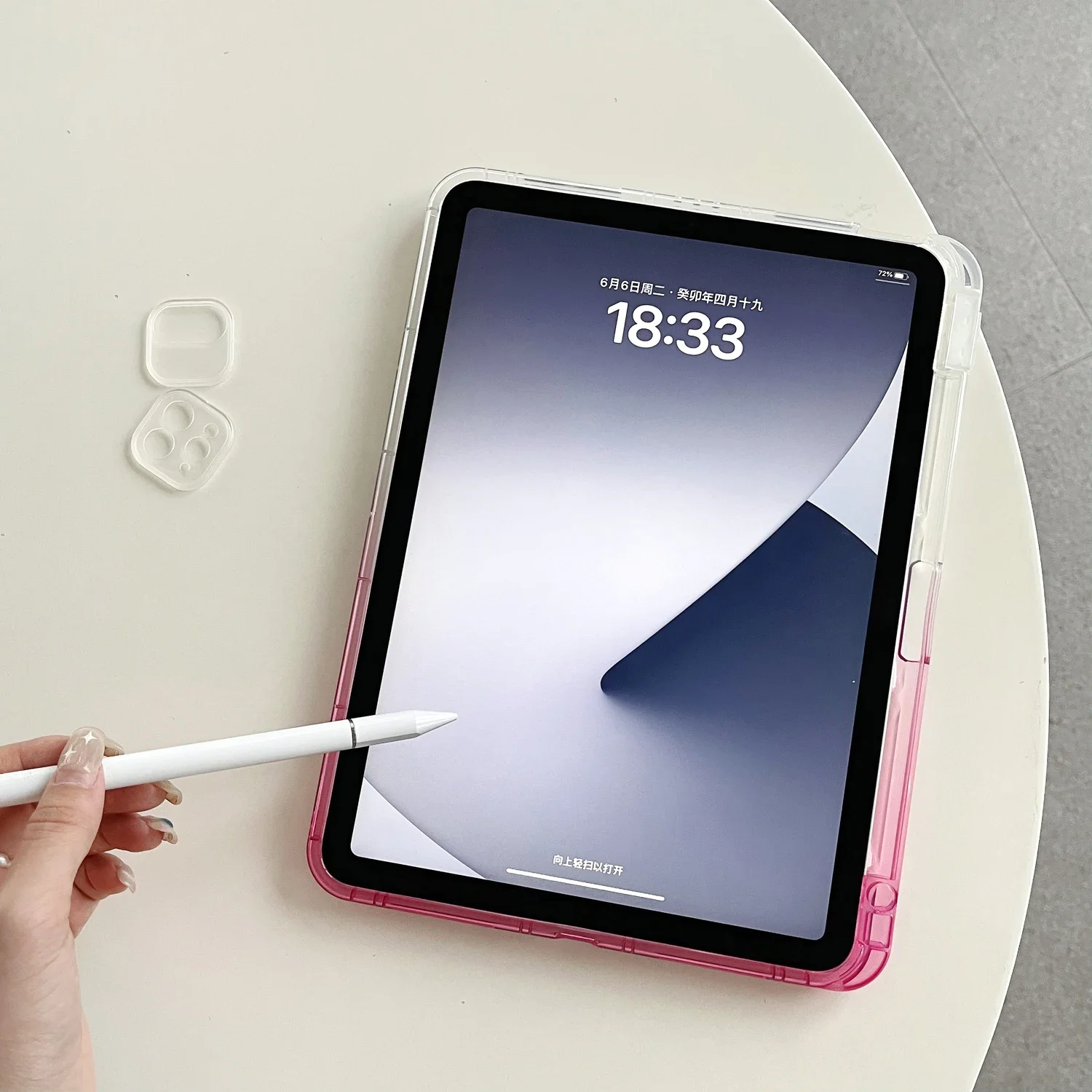 For iPad 7 8 9 10 Air 4 5 Pro 11 inch Mini 6 Case Cover Gradient Color Rhombus Clear Transparent Soft Silicone Thick Shockproof