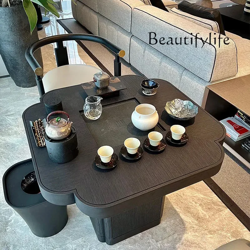 

BJ New Chinese Balcony Tea Table New Solid Wood Black Begonia Table Modern Simple Walnut Small Apartment