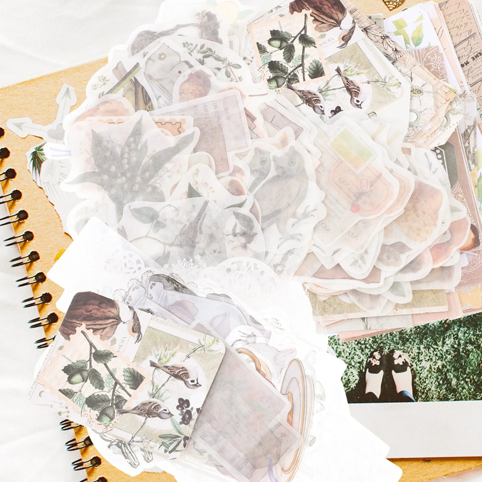 

1 Set Of Retro Diy Stickers Vintage Scrapbooking Background Paper Hand Account Decals For Photo Album Journal Notebook Diy Craft