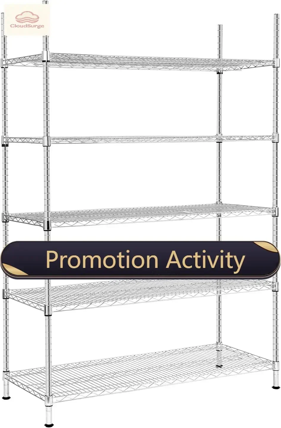 

Land Guard 5 Tier Chrome Storage Racks and Shelving - 48" L x 20" W x 72" H Heavy Steel Material Pantry Shelves - Each Unit Load