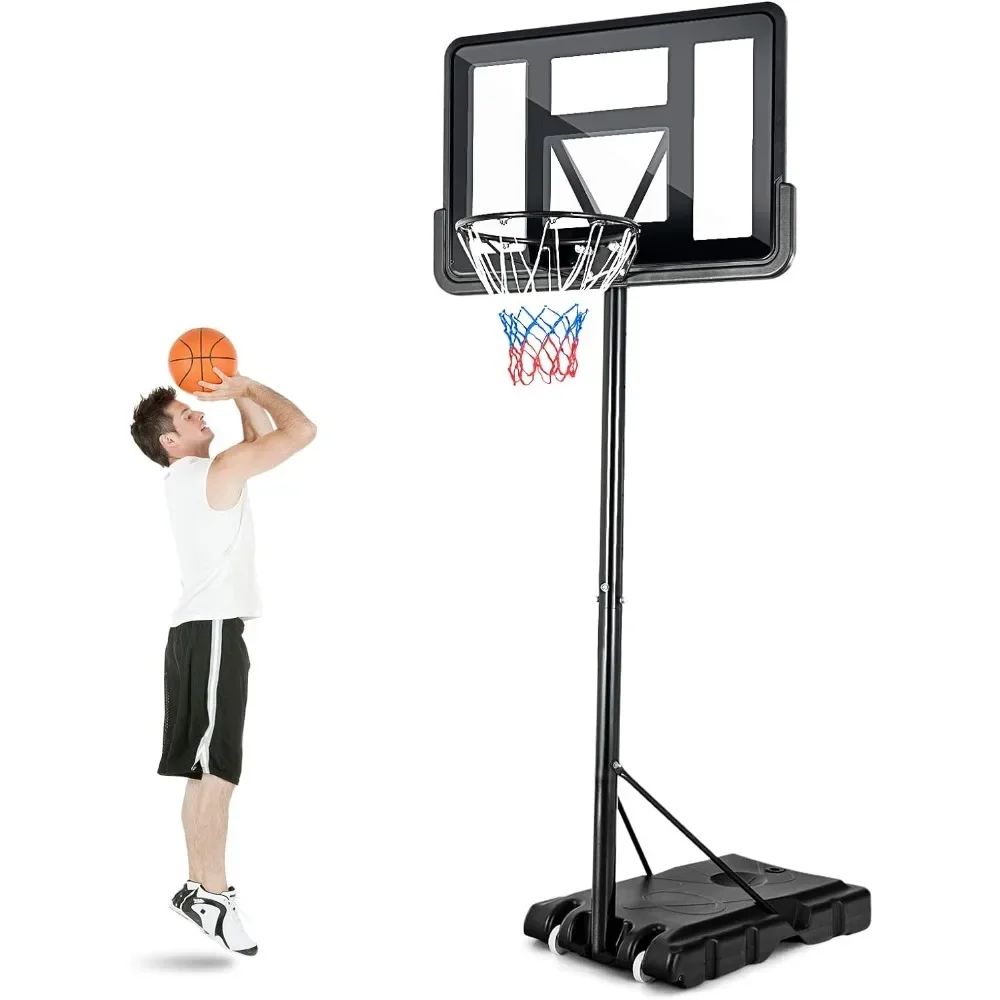 

Portable Basketball Hoop, 10FT Height Adjustable with 44" Shatterproof Backboard, Ball Storage & Built-in Wheels