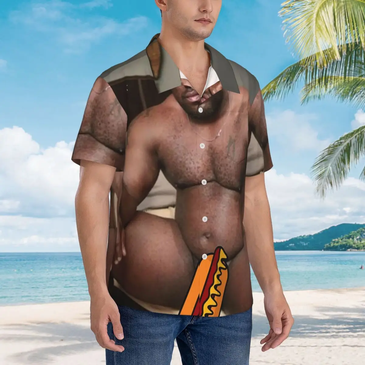 

Big Dick Black Guy Meme Barry Wood Hawaiian Shirts Fashion Men Short Sleeve Shirt for Summer Beach Men's Lapel Tops