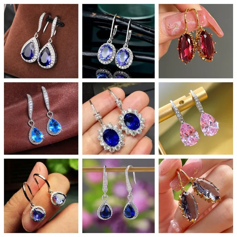 2026 New Colorful Crystal Zircon Bridal Earrings, European and American Personalized Fashion Trend, High End Jewelry