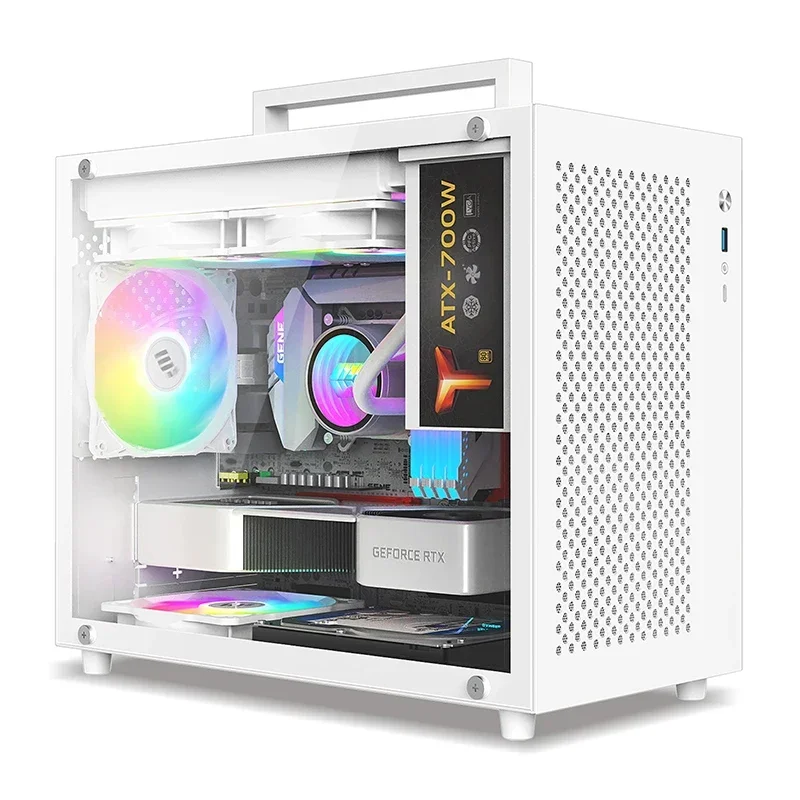 

S9 Chassis M-ATX Computer Desktop Empty Main Case White 240 Water Cooled Side Transparent Portable Mini Desktop