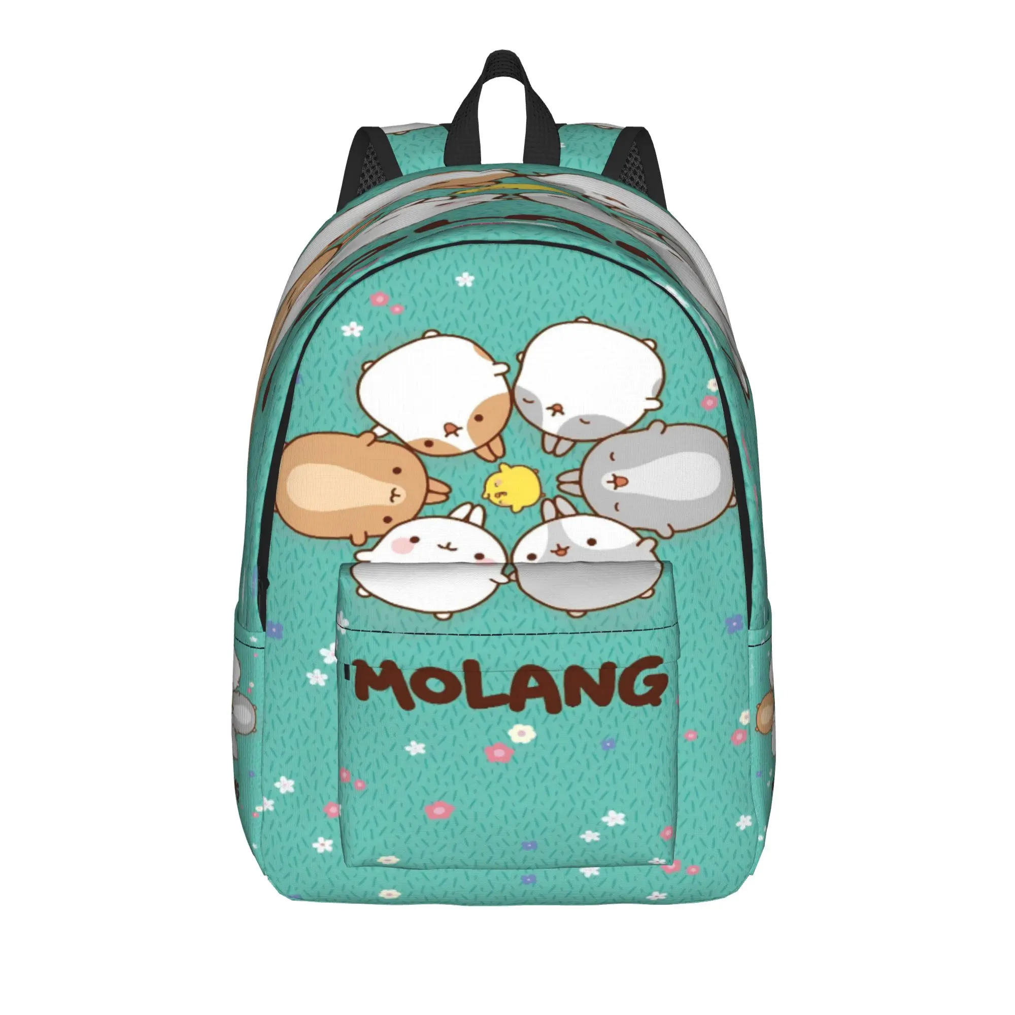 Molang Funny Cartoon Backpack Teen  Durable Backpacks Polyester Kawaii High School Bags Workout Colorful Rucksack