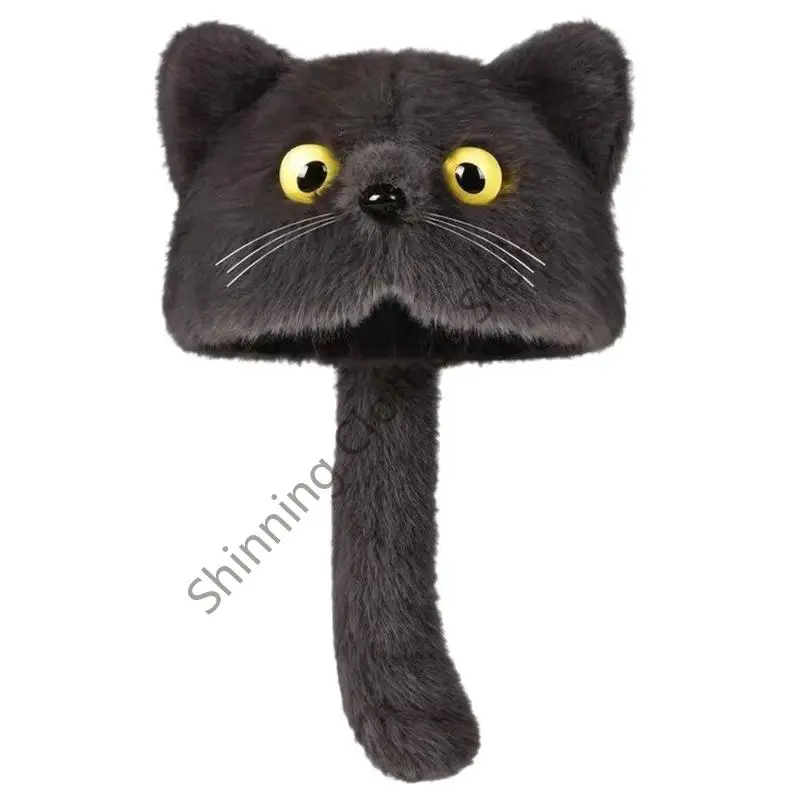 M68A Lovely Cats Themed Fleece Hat Breathable Headwear Suitable For Skiing Snow Days Parent Child Photos