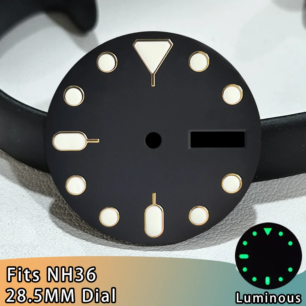 

28.5mm NH36 Dial NH36 Movement Dial Dual Calendar Week Display Green Luminous Watch Dial Accessories NH36 Dial