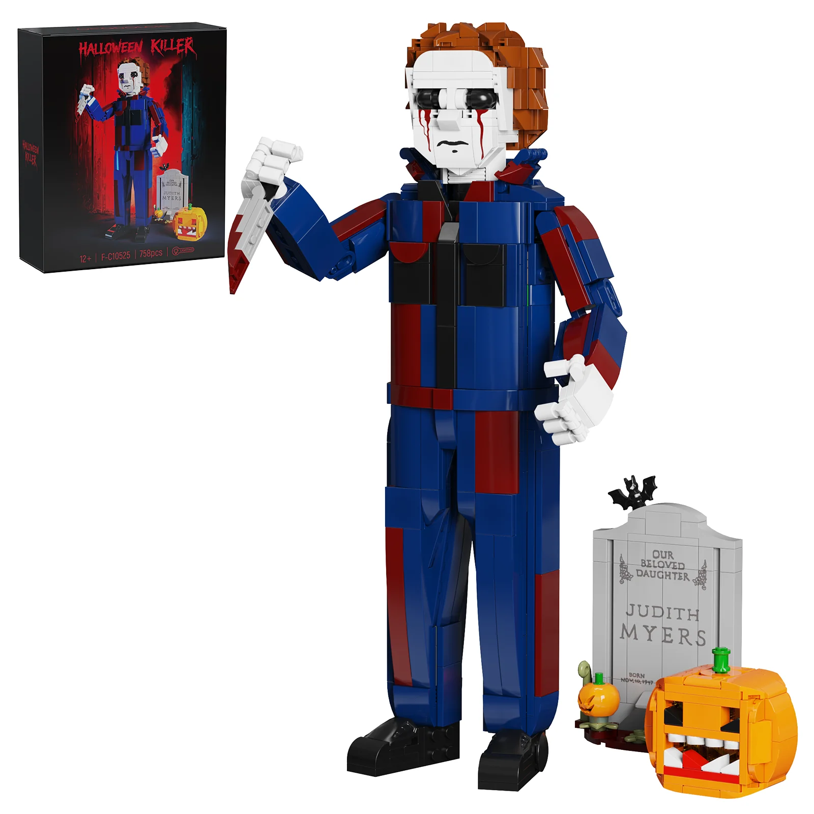 Halloween Killer Building Blocks Set Horror Movie Character Figure Model Home Decor Desktop Ornament Collectible Gift For Adult Horror Fans