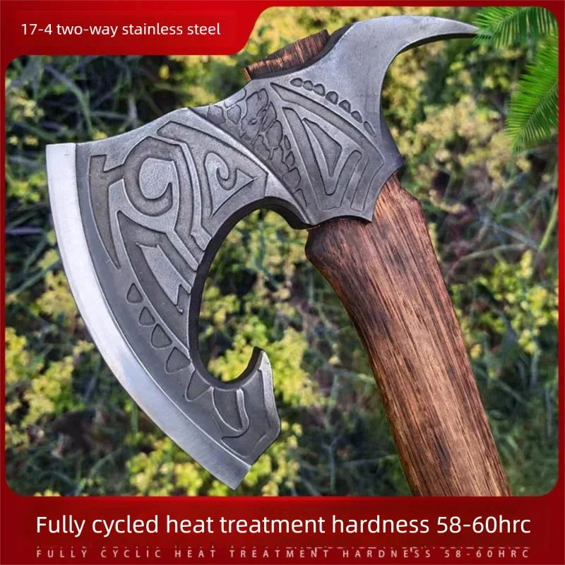 Outdoor, camping, Viking battle axe, tough, high hardness, camping, chopping wood, logging, multifunctional, axe