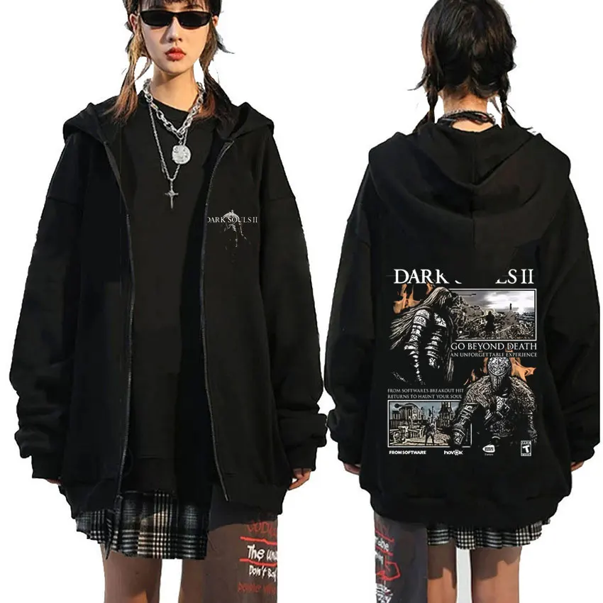 

Hot Game Dark Souls Merch Zipper Hoodie Men Women Vintage Gothic Rock Streetwear Male Fashion Punk Oversized Zip Up Jacket Coat
