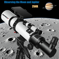 BORWOLF  Astronomy Telescopes for Adults, 80mm Aperture 500mm AZ Mount 25X-250X HD for Moon Stargazing and Bird Watching