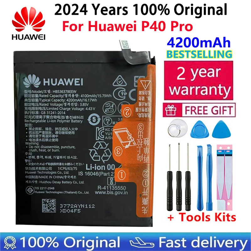 2024 Years 100% Original Hua Wei Replacement HB536378EEW Battery For HUAWEI P40 Pro P40Pro Genuine Phone Batteries Fast Shipping