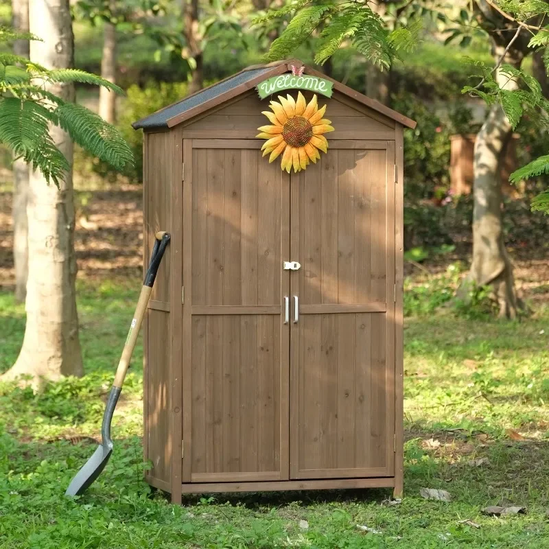 Storage cabinets Outdoor finishing Lockers Garden Balcony Wooden courtyard Rain-proof and sun-proof Double doors