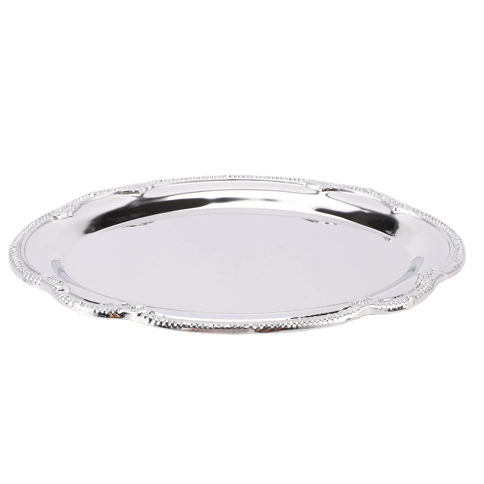 Silver Serving Tray Stainless Steel Oval Mirror Elegant Vintage Decorative Appetizer Platter for Buffet Wedding Party Jewelry