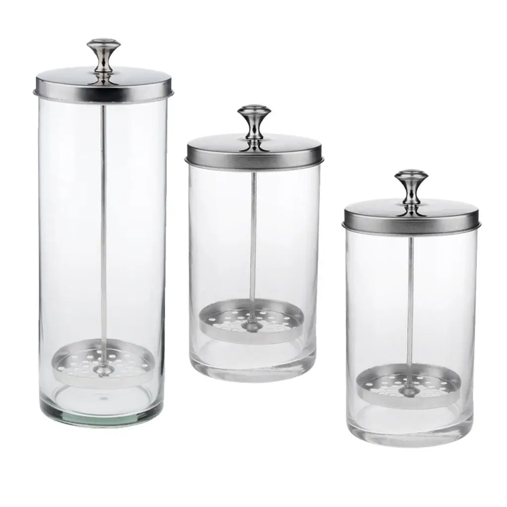 3xDisinfection Jar Container Glass Tool Jar for Salon Barber