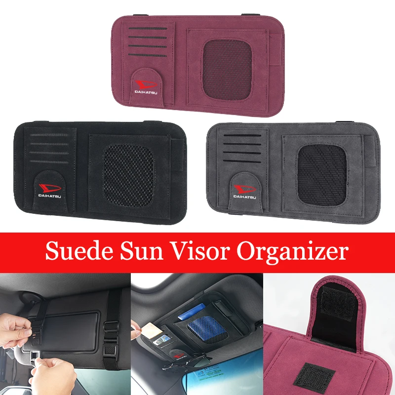 Bolsa de almacenamiento para visera de sol de coche, Clip para gafas de sol, accesorios de orden automático para DAIHATSU Sirion Feroza Trevis Taft Terios 2 Cuore