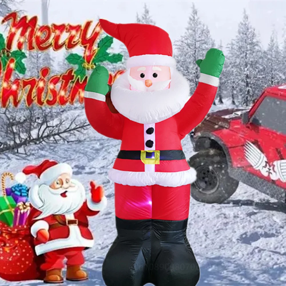 Christmas Inflatable Candy House Arch and Santa Claus Built-in LED Lights Indoor Outdoor Fun  Yard Garden Holiday Party Decorate
