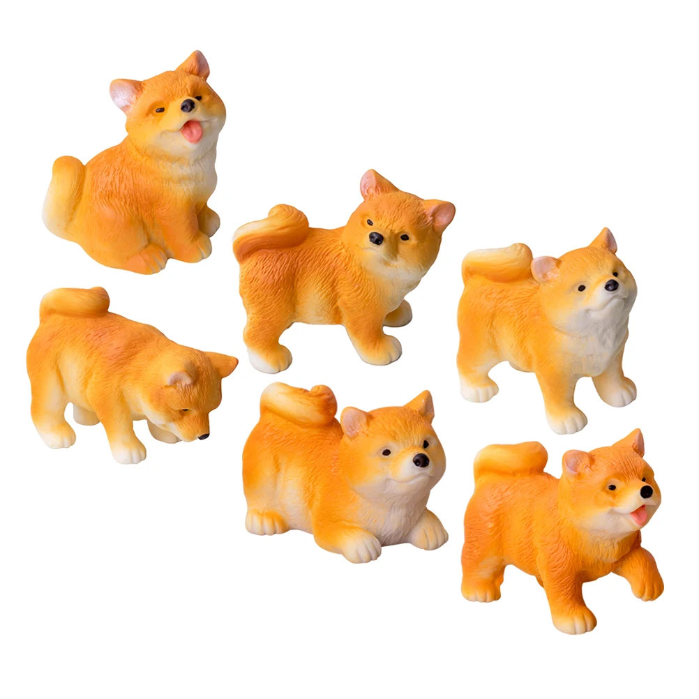 6 قطعة ديكور صغير الراتنج تماثيل كلب رسمت باليد الحيوان المنمنمات لحديقة المنزل مكتب دمية داخلي في الهواء الطلق #6