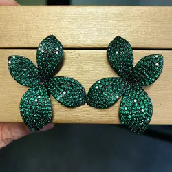 Bilincolor Vintage Green Leaf Earring for Women