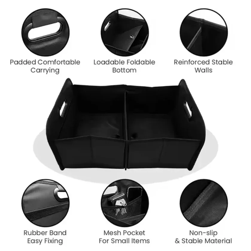 1個 大型折りたたみ式トランク収納ボックス - 超厚型大容量SUV収納コンテナ、車、SUV、ミニバン用マルチポケット付き