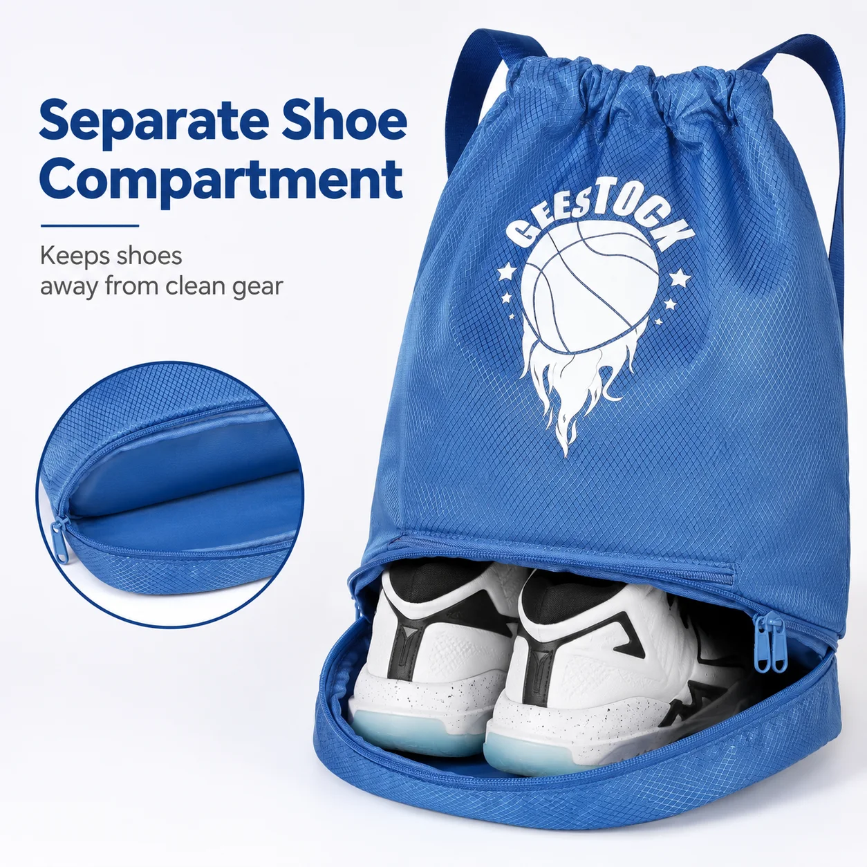 Outdoor Sport Gym Drawstring Bag Thick Rope Basketball Soccer Large Capacity Nylon Waterproof Zipper Backpack Fitness Men Pocket